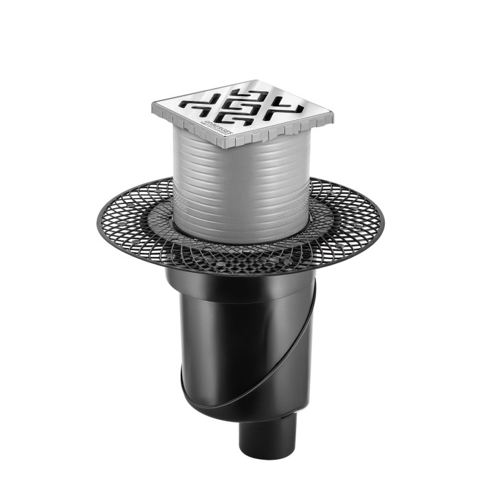 Душевой трап BERGES PLATZ Antik 100х100, хром глянец, S-сифон D50/105 H50, арт.091060