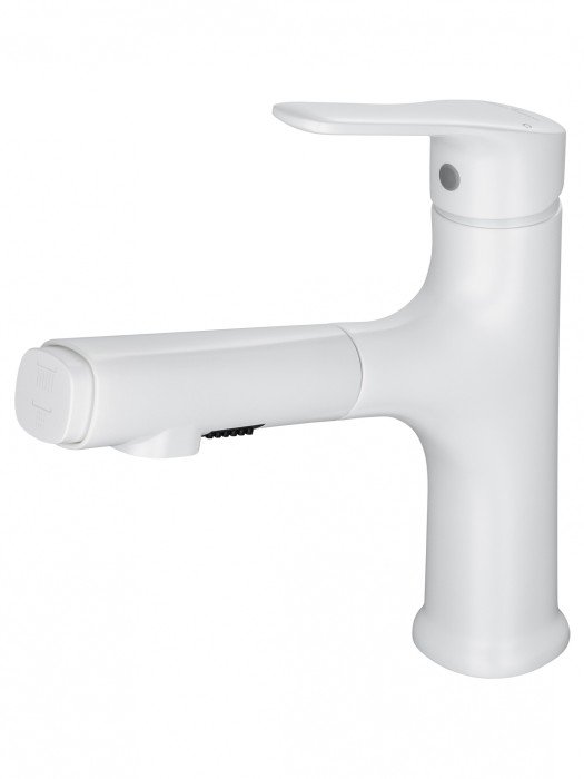 Смеситель для раковины с выдвижным изливом, Wonzon &amp; Woghand, WW-AE4151-MW цвет: белый