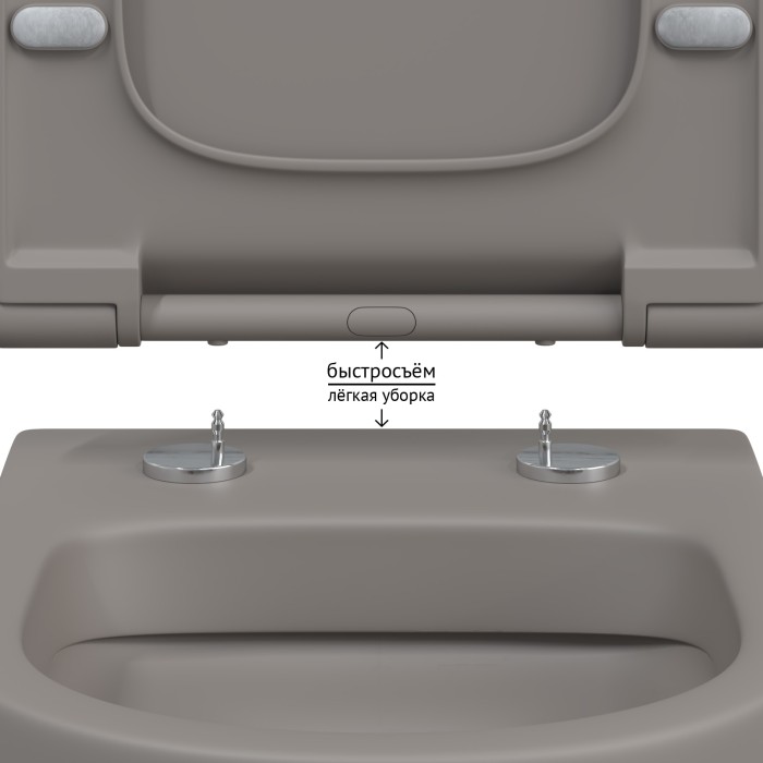 Унитаз BERGES EGO XL, матовый серый микролифт, арт. 083216