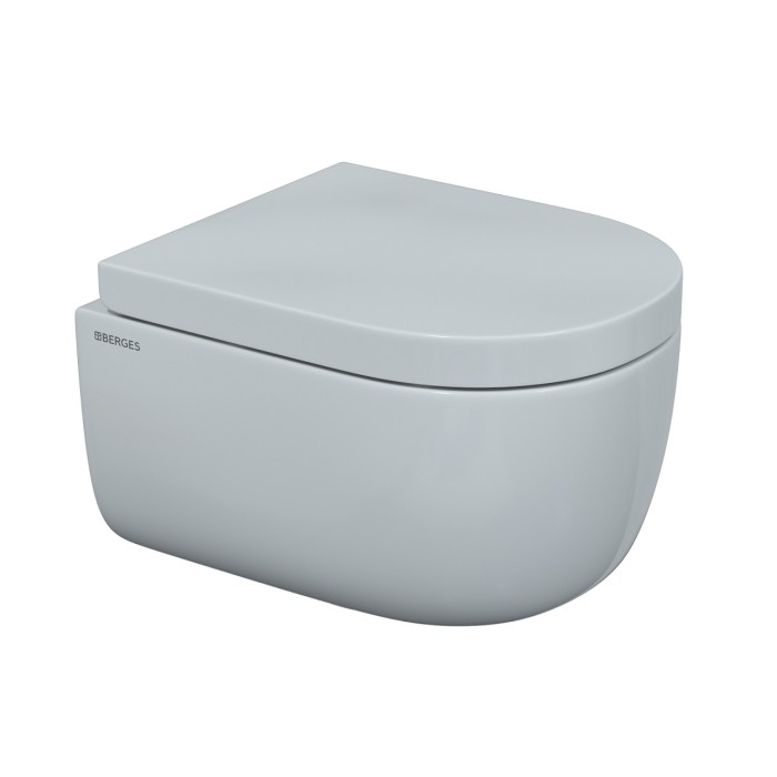 Комплект подвесного унитаза BERGES: инсталляция NOVUM525, кнопка L3 хром, унитаз EGO Rimless 49см, сиденье Toma SO, арт. 043231