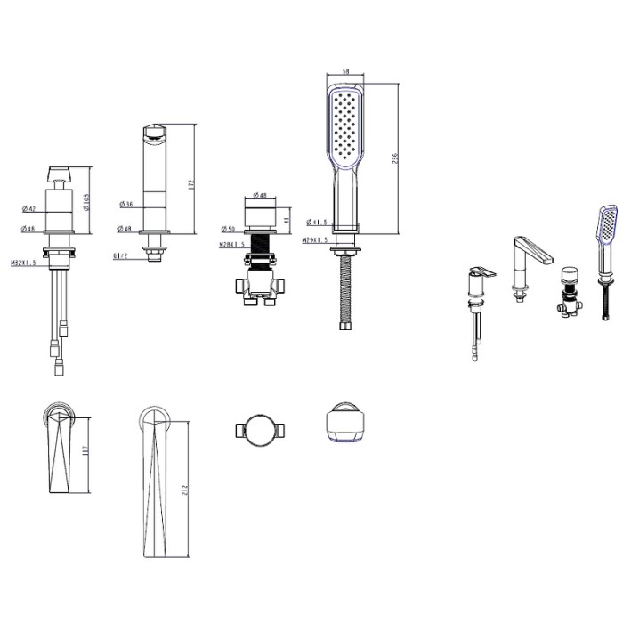 Смеситель на борт ванны, хром, Venturo Boheme 370