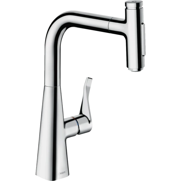 Смеситель для кухни, с вытяжным душем, Hansgrohe Metris Select M71, хром арт. 73822000
