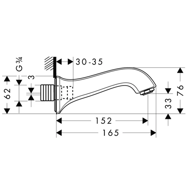 Излив для ванны, Hansgrohe Metris Classic, хром арт. 13413000