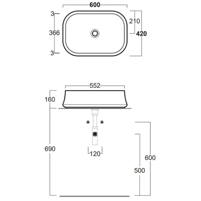 Раковина накладная Simas Sharp 60х42см, цвет: белый