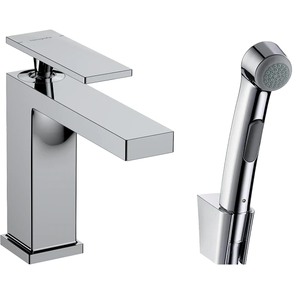 Смеситель для раковины с гигиеническим душем и душевым шлангом, Hansgrohe Tecturis E, хром арт. 73210000