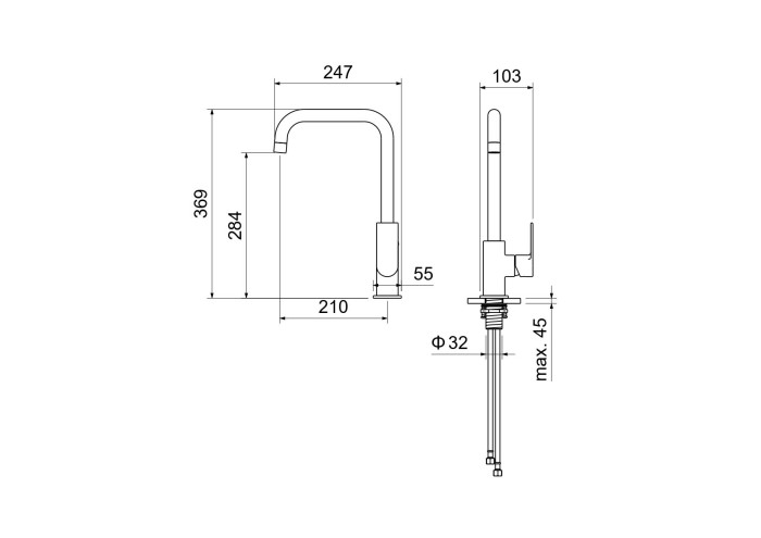 Смеситель для кухни, Aquatek Лира, черный арт. AQ1480MB