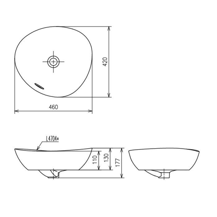 Раковина для ванной 46 см, TA TOTO, L4704MTE#CMW (второй арт LS903MTVE#CMW) цвет: белый