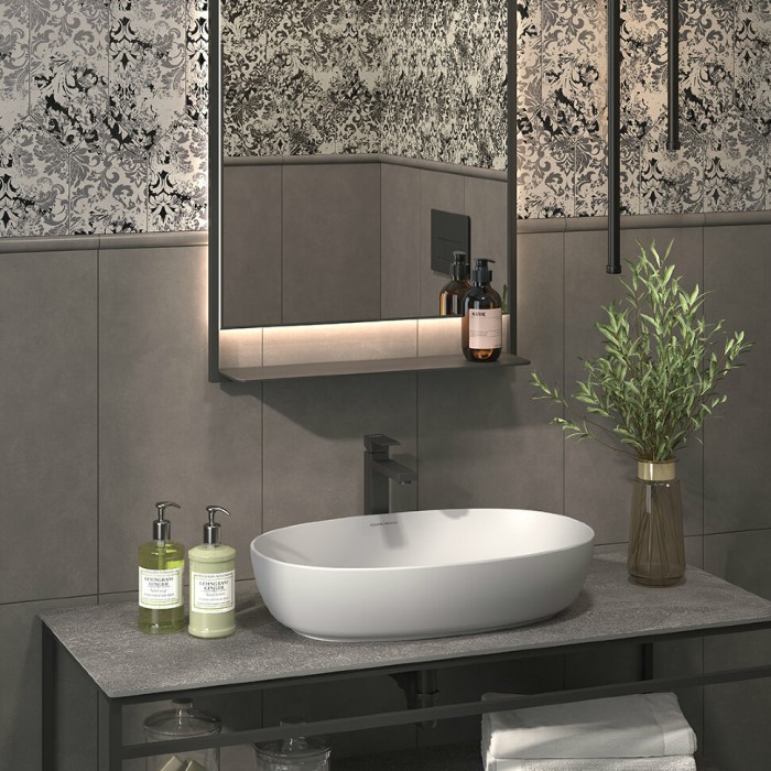 Раковина накладная 60x38см, Plaza Kerama Marazzi, белый - PLR.wb.60