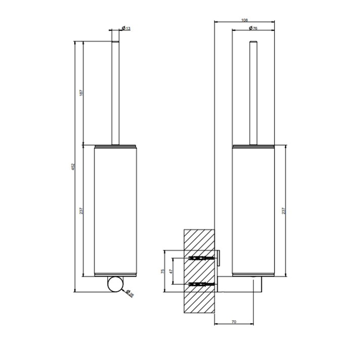 Туалетный ершик, подвесной, Gessi 316, белая колба/black xl арт. 54719#299