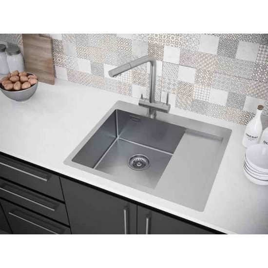 Мойка для кухни нержавеющая 590х510мм Paulmark ALSTER, брашированная нерж. сталь, левая - PM825951-BSL