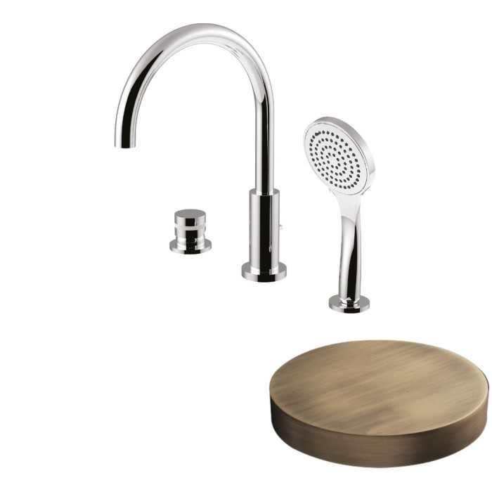 Смеситель на борт ванны на 3 отверстия, излив, ручной душ, переключатель, Giulini My ring, бронза матовая арт. MR0065BDBROP