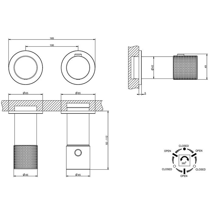 Смеситель для душа, встраиваемый, термостатический, с переключателем на 3 положения, Gessi Habito Cesello, хром арт. 70436#031