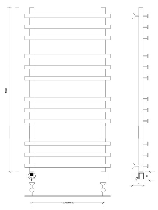 Полотенцесушитель электрический 100x40x50 Понтида плюс Secado арт. 4673739241219