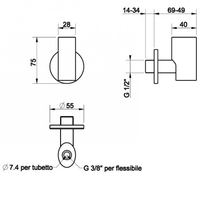 Запорный кран-фильтр под раковину с подводом воды на 1/2”, Gessi, хром арт. 28733#031
