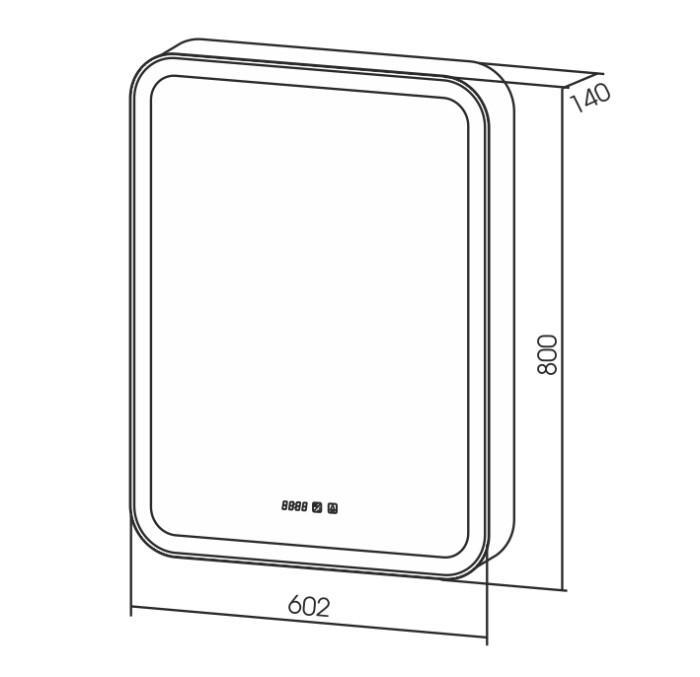 Зеркало-шкаф 60 602х800х140 c подсветкой и диммером + часы, Azario Фиджи - LED-00002363