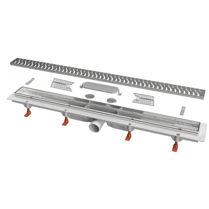 Душевой лоток D40 550 мм, боковой слив, пластиковый, рамка и решетка из нержавеющей стали, Fit and Go Azario - AZ-CH 550 MN