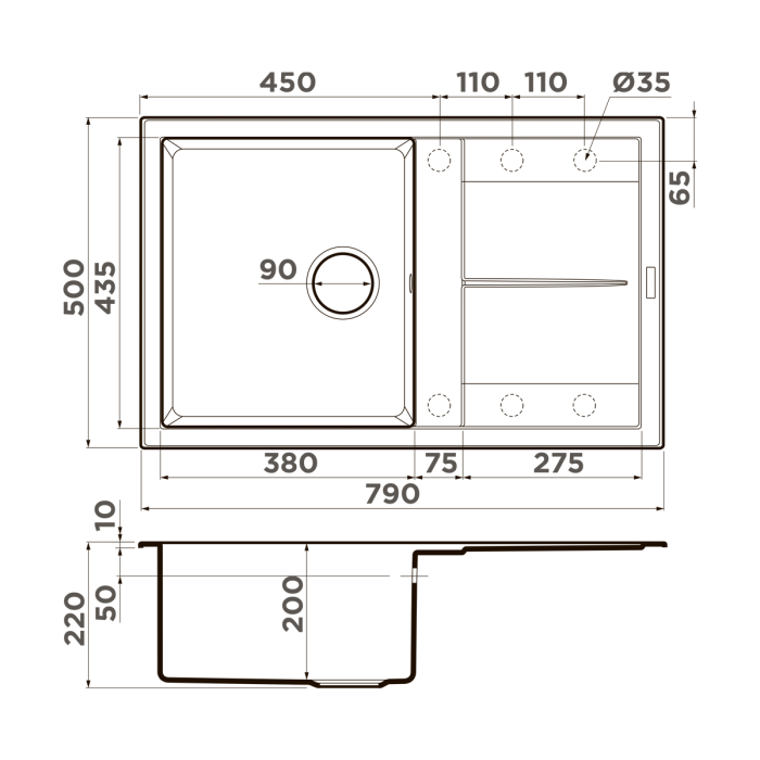 Кухонная мойка Omoikiri Sumi 79-SA Tetogranit, цвет бежевый арт. 4993664