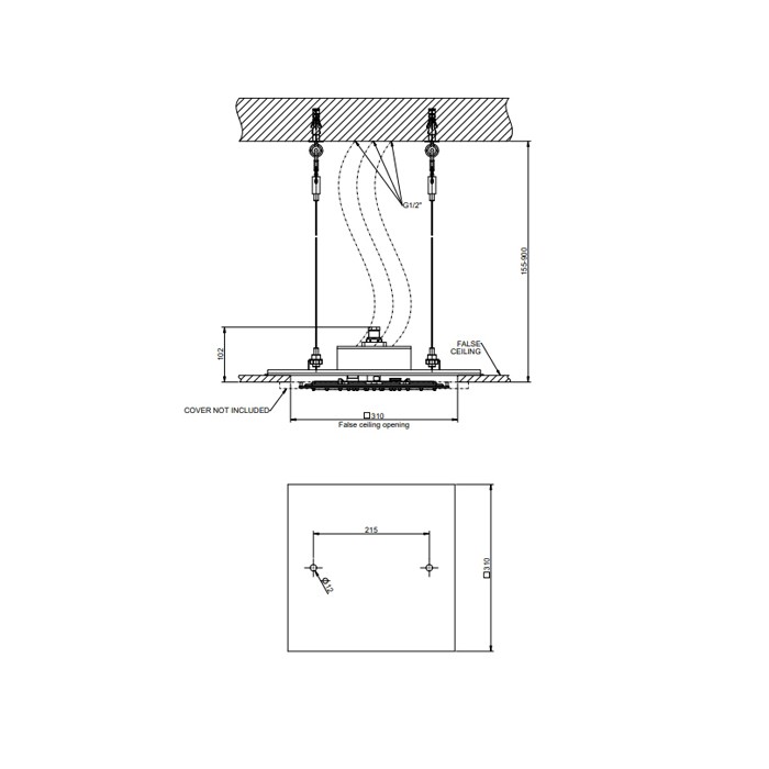 Верхний душ 35х35см., потолочный, тропический ливень/водопад/распыление, Gessi Mimi, mirror арт. 57807#238