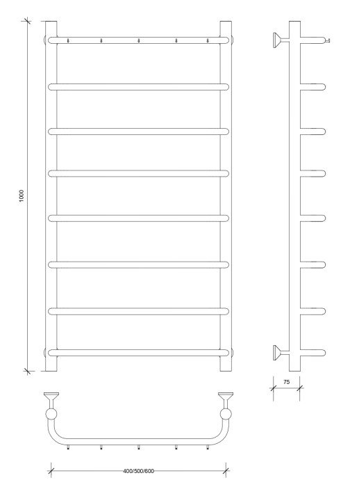 Полотенцесушитель водяной 100x50 Мерида 1 К (хром) Secado арт. 4603759402741