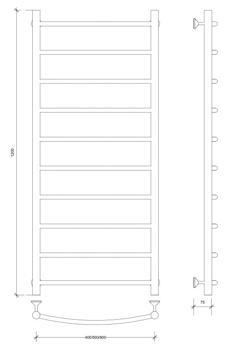Полотенцесушитель водяной 120x60 Милан 1 (хром) Secado арт. 4603777444617