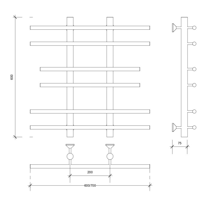 Полотенцесушитель водяной 60x20x70 Турин 2 (хром) Secado арт. 4603777446963