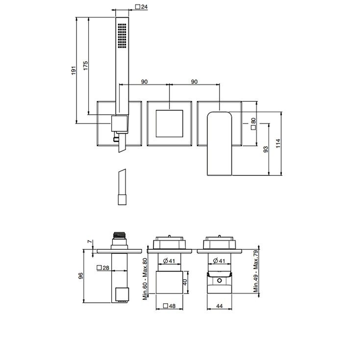 Fima Carlo Frattini Смеситель для душа, встраиваемый, на 2 источника, с ручным душем, Fit, F3399WX8CR цвет: хром
