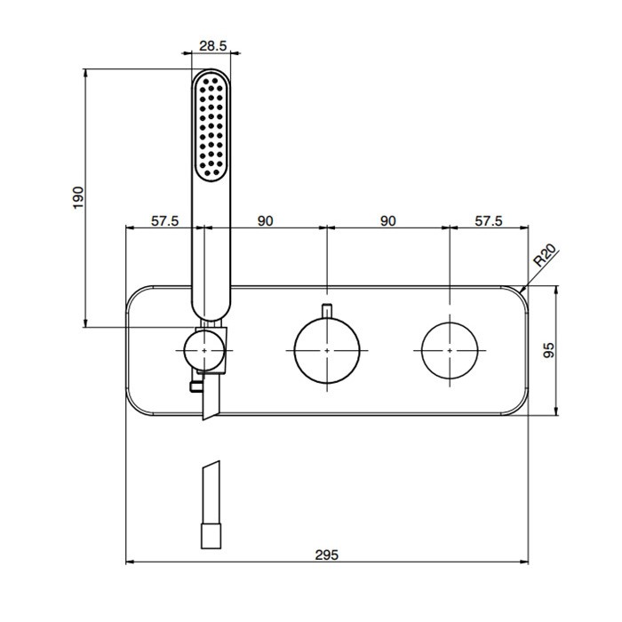 Fima Carlo Frattini Смеситель для душа, встраиваемый, на 2 источника, с ручным душем, Nomos Go, F4179WX2CR цвет: хром