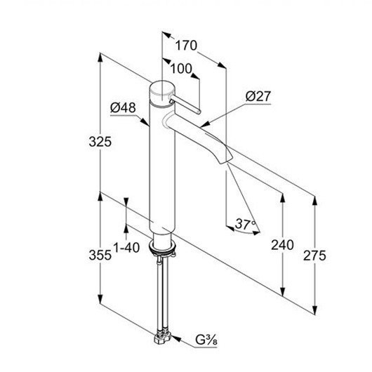 Смеситель для умывальника 240 мм, матовый, bozz Kludi, белый матовый - 382865376