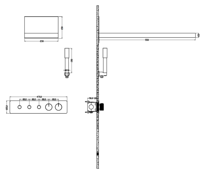 Душевая система Boheme Fusion встраиваемая, с термостатом matt gold арт. 131-MG