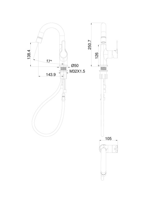 Смеситель для раковины с выдвижным изливом, Wonzon & Woghand, WW-FE01L212-MW цвет: белый