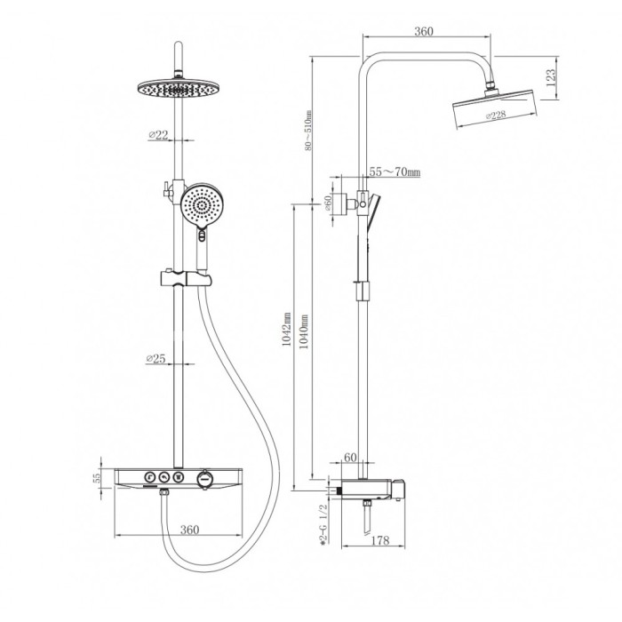 Душевая стойка BERGES Morans, хром арт. 075001