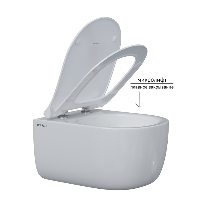 Комплект унитаза EGO Rimless с инсталляцией NOVUM525, кнопка L5 черная, сиденье Toma Slim SO, Berges арт. 047215