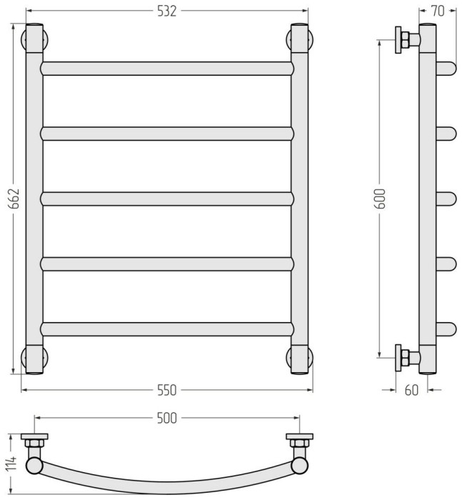 Сунержа Водяной полотенцесушитель 600x500, Галант+, 051-0200-6050 цвет: состаренная латунь
