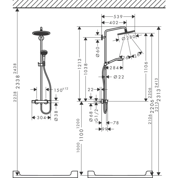 Душевая система с термостатом Croma Select S Hansgrohe, бронза арт. 26891140
