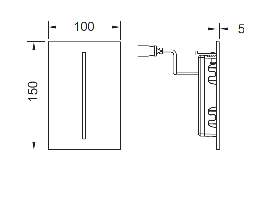 Панель смыва электронная для писсуара 100х150х5 мм, цвет: хром глянцевый, filo TECE арт. 9242055
