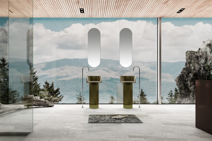 Раковина ABBER Kristall 90х45см отдельностоящая оливковая арт. AT2702Vesuvian