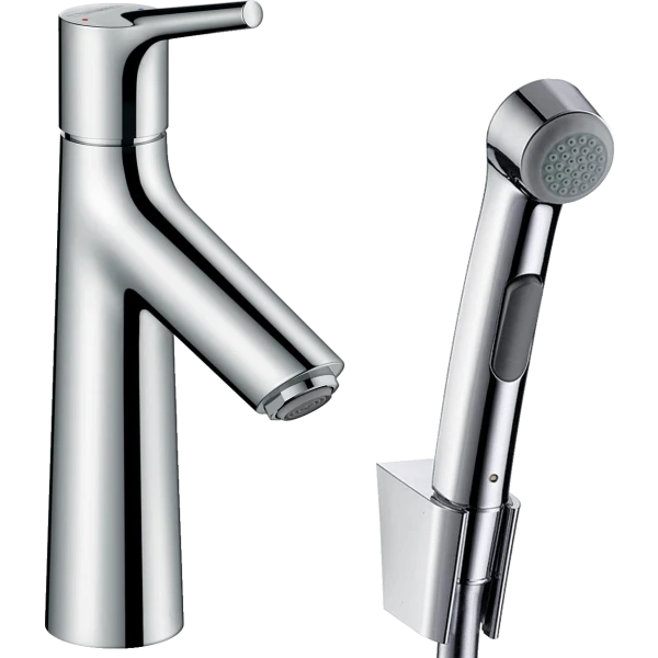 Смеситель для раковины со сливным клапаном Push-Open и гигиеническим душем, Hansgrohe Talis S, хром арт. 72290000