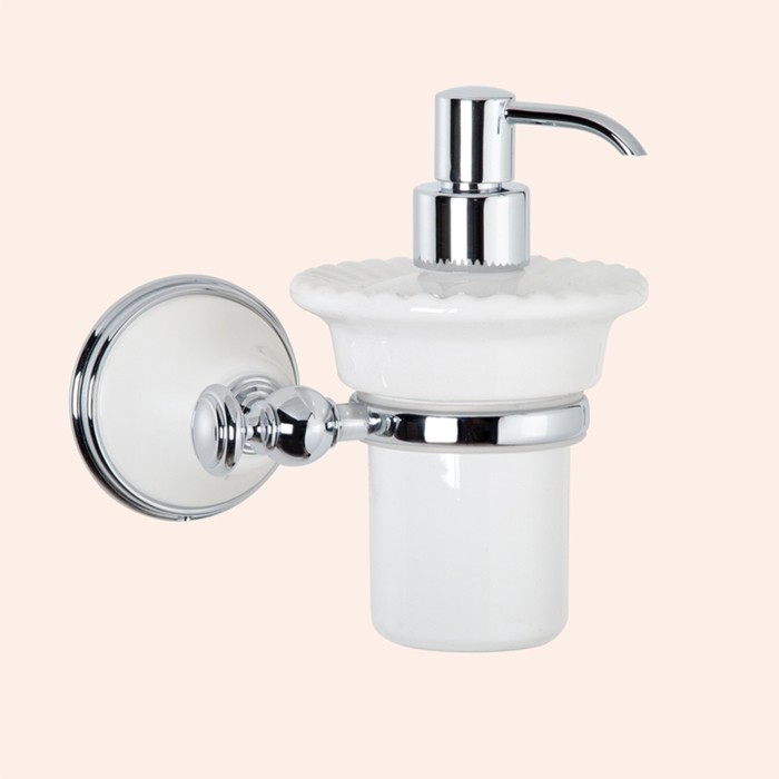 подвесной дозатор для жидкого мыла, керамический (белый), Harmony белый/хром, Tiffany World - TWHA108bi/cr