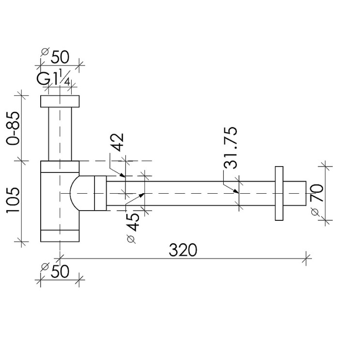Бутылочный сифон для раковины Ceramicanova  арт. 70001CH