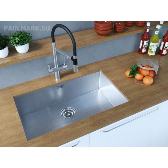 Мойка для кухни нержавеющая 740х440мм Paulmark KOHER, брашированная нерж. сталь - PM807444-BS