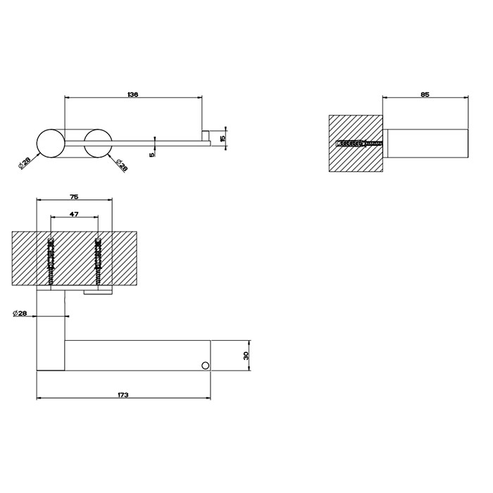 Держатель для туалетной бумаги вертикальный или горизонтальный, Gessi 316, brushed black metal pvd арт. 54749#707