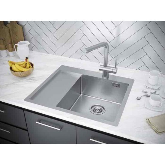 Мойка для кухни нержавеющая 590х510мм Paulmark ALSTER, брашированная нерж. сталь, правая - PM825951-BSR