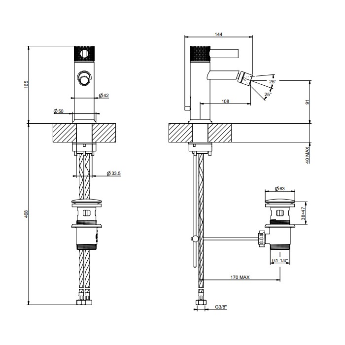 Смеситель для биде, 1 отв., Gessi Inciso, хром арт. 58007#031
