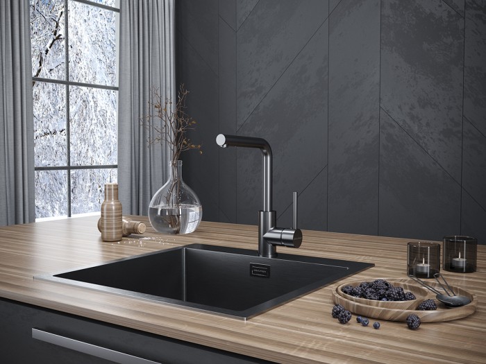 Смеситель для кухни  Paulmark HONNER, вороненая сталь - Ho212018-GM