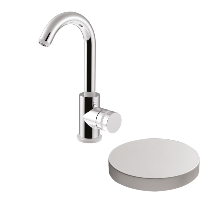 Смеситель для раковины, поворотный излив, однорычажный, Giulini My ring, белый матовый арт. MR0085/SCBO