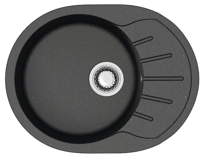 Кухонная мойка Light 575х440х215 искусственный мрамор, черная, Azario Light - CS00079920