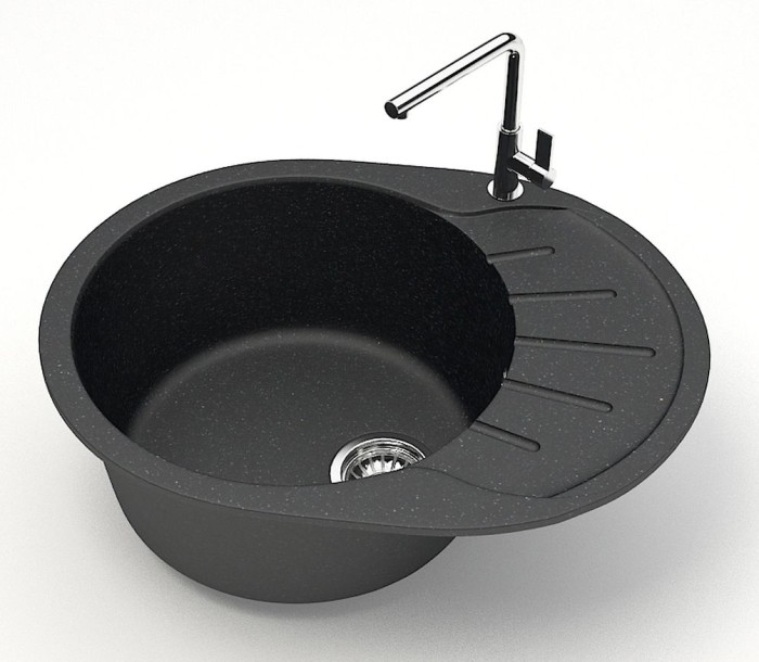 Кухонная мойка Light 575х440х215 искусственный мрамор, черная, Azario Light - CS00079920