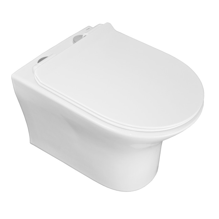 Подвесной унитаз 485x360x365 безободковый с сиденьем микролифт, Azario FRETTA ROUND арт. AZ-2617E