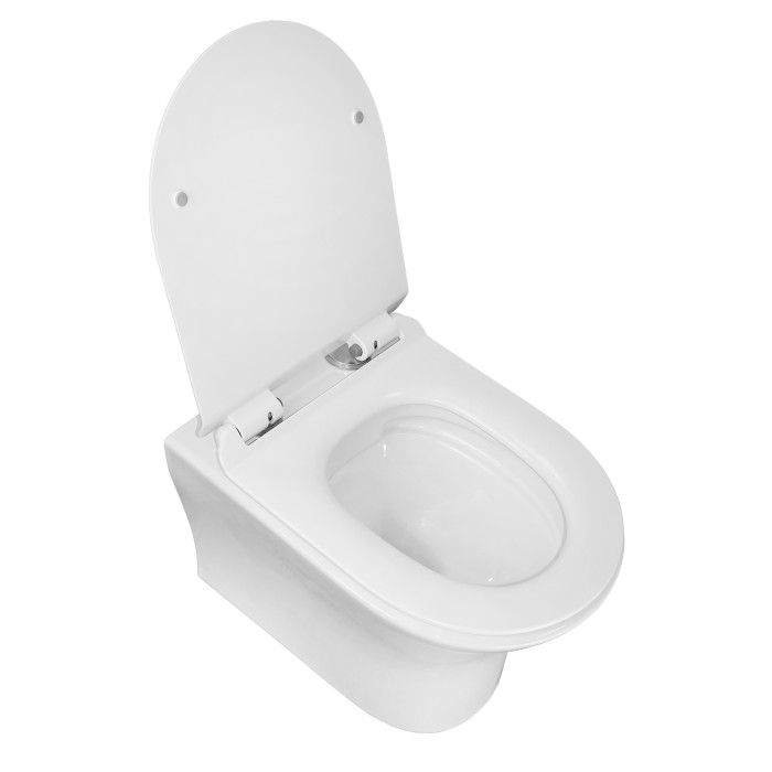 Подвесной унитаз 485x360x365 безободковый с сиденьем микролифт, Azario FRETTA ROUND арт. AZ-2617E