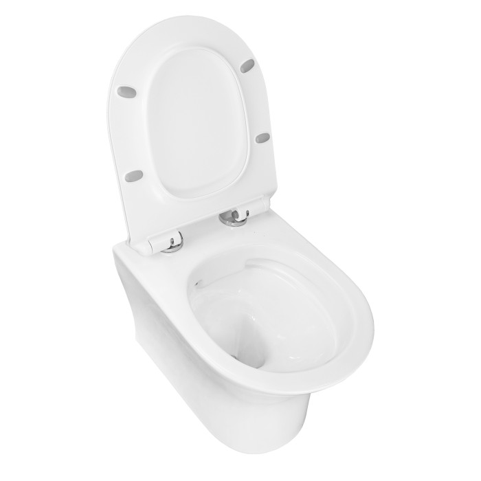 Подвесной унитаз 485x360x365 безободковый с сиденьем микролифт, Azario FRETTA ROUND арт. AZ-2617E